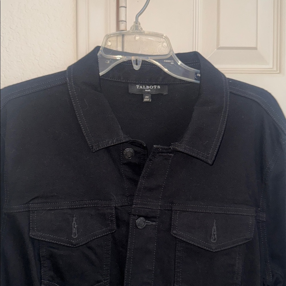 LIKE NEW, Talbots black denim jean jacket. - Picture 3 of 7